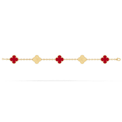 VCARP0QS00 15mm guest version wrinkled four-leaf clover agate 5-flower bracelet