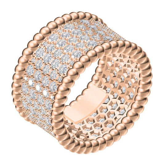VCA1259571 13.8mm four-row diamond ring 17.5#