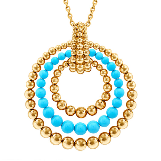 VCARP4DL01 40.2mm three-circle beaded agate pendant