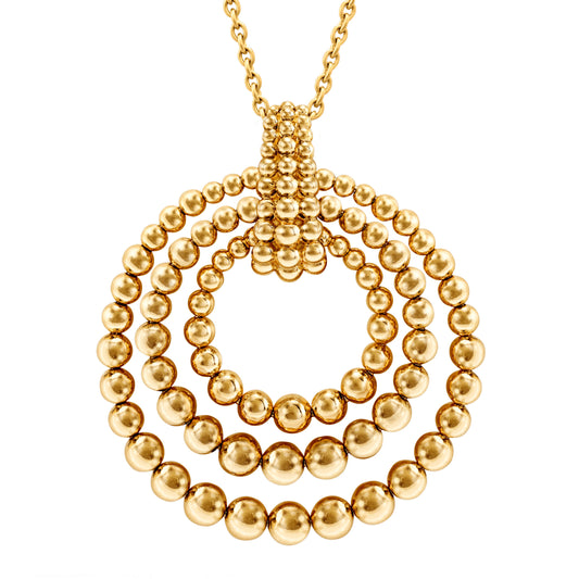 VCARP4DL00 40.2mm triple circle light gold bead pendant