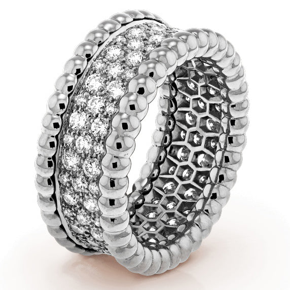 VCARN9Q000 8.4m guest version beaded 3-row diamond ring 57#