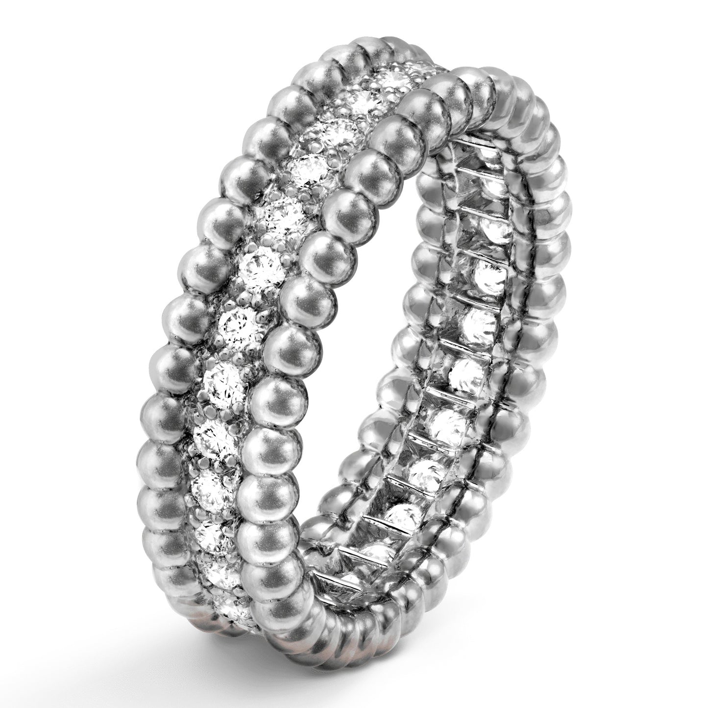 VCARP4E200 5.6mm bead edge single row diamond ring 52#