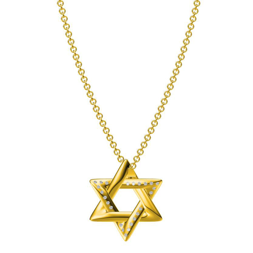 TIF12981740 half-set stone six-pointed star pendant
