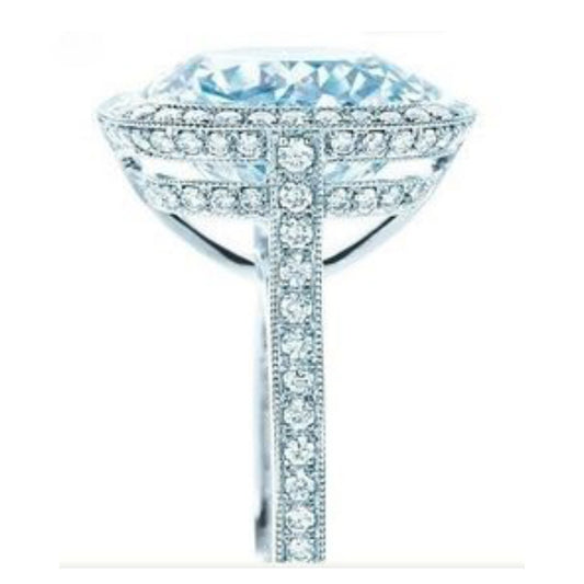TIF2290002 egg-shaped diamond half-set straight arm ring