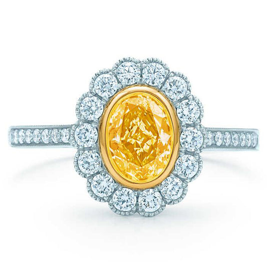 TIF22903086 egg-shaped yellow diamond bead edge stone ring