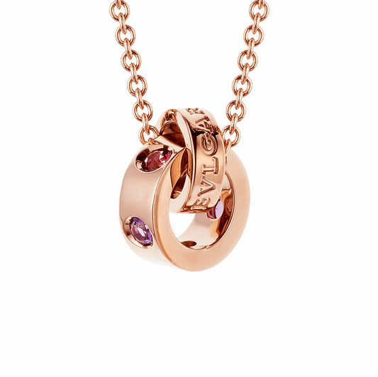 BGL-352618-CL857639 Double Ring Colorful Treasure Round Series Pendant