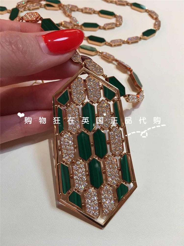 BGL-261707蛇孔雀石蜂巢半钻项链