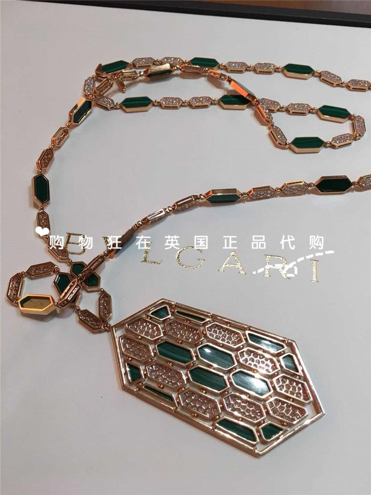 BGL-261707蛇孔雀石蜂巢半钻项链