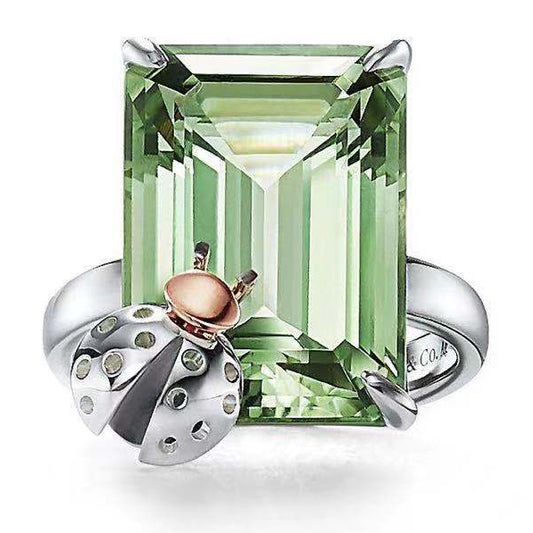 TIF85902721 small octagonal stone ladybug ring