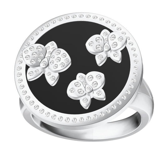 KDY-W7360338 three butterflies round stone ring