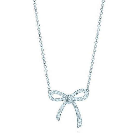 TIF52061214 full diamond bow small chain pendant