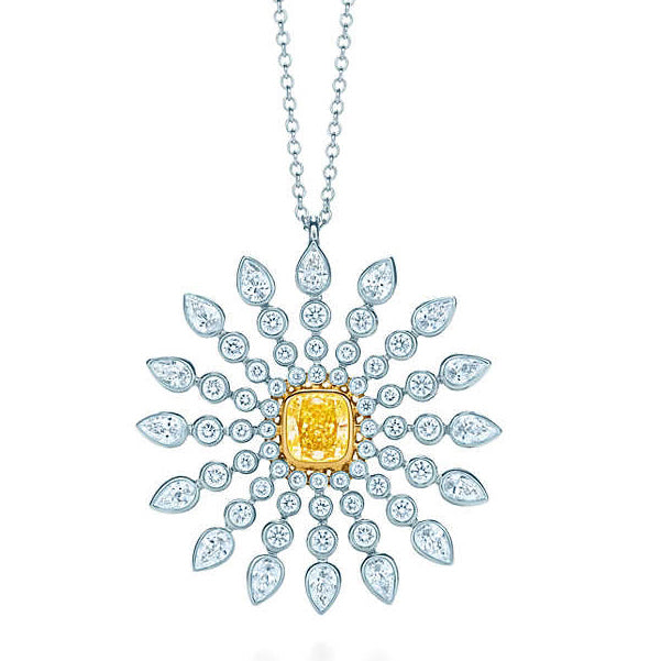 TIF44119097 yellow diamond color flower shaped pendant