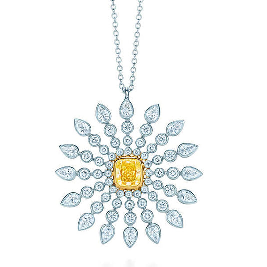 TIF44119097 yellow diamond color flower shaped pendant