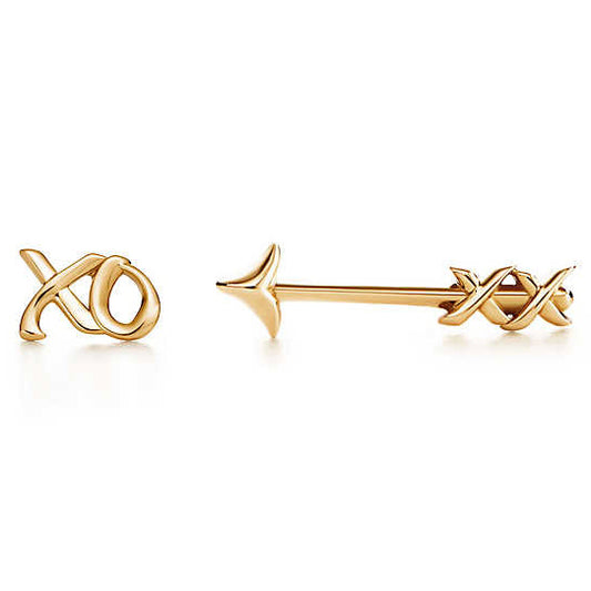 TIF55271120 light gold letter XO arrow earrings
