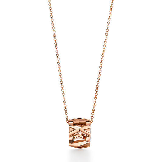 TIF78961513 light gold hollow Roman font pendant