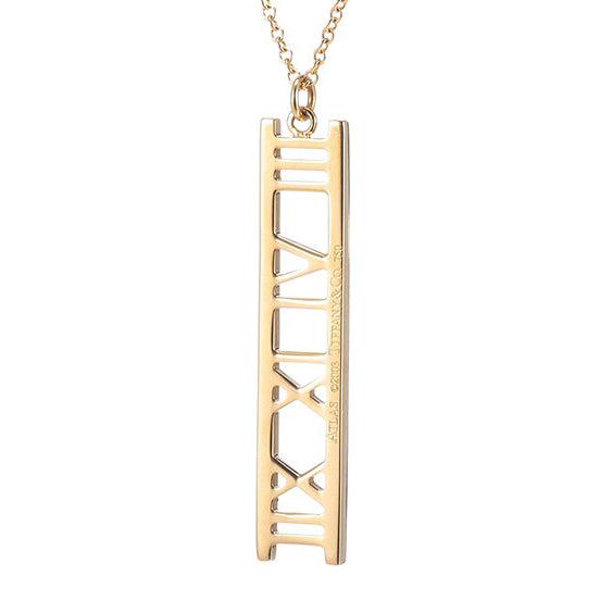 TIF69926321 vertical version light gold Roman font pendant