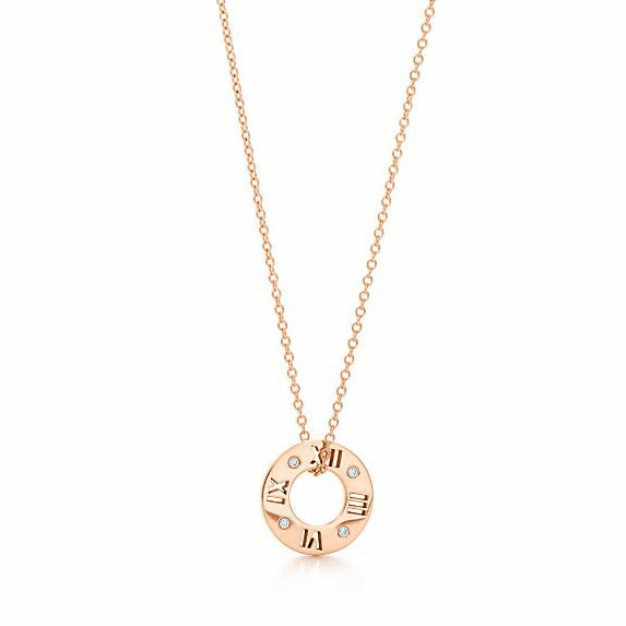 TIF74952644 diamond Roman numeral round pendant