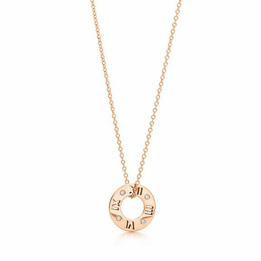 TIF74952644 diamond Roman numeral round pendant