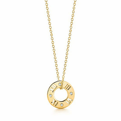 TIF74952644 diamond Roman numeral round pendant