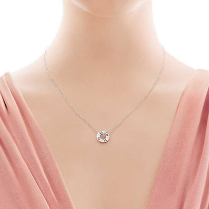 TIF74952644 diamond Roman numeral round pendant