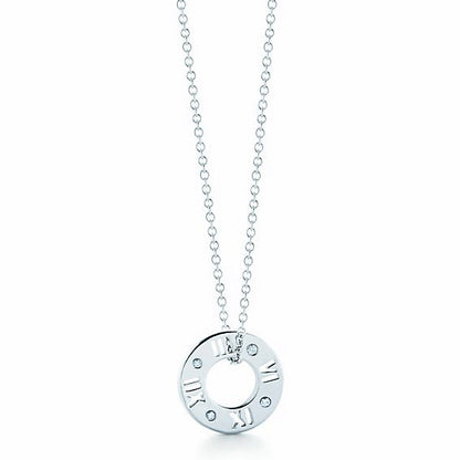 TIF74952644 diamond Roman numeral round pendant