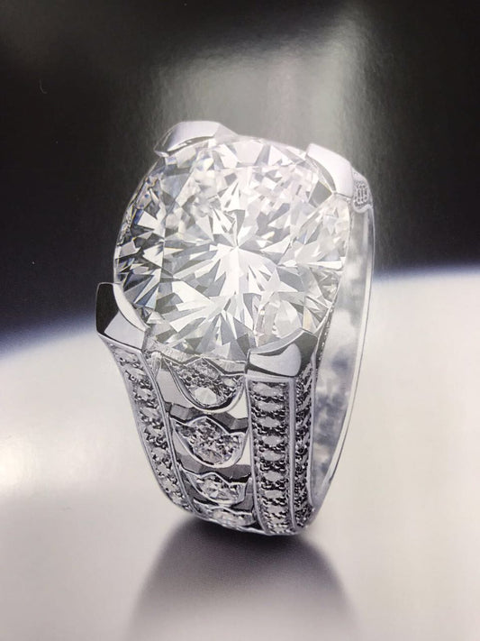 KDY-A8734437 large diamond four-claw wide hollow arm ring