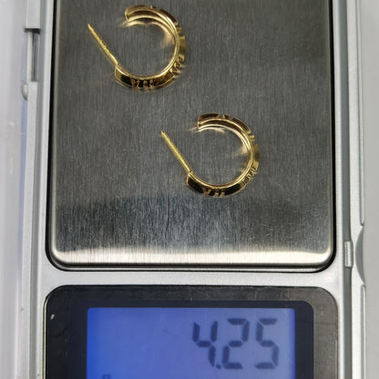 TIF27157633 Roman numerals light gold sword spine small earrings (guest version)