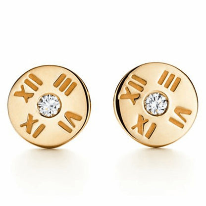 TIF22234335 single diamond round Roman stud earrings