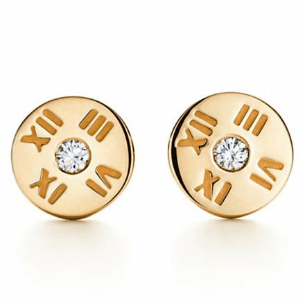 TIF22234335 single diamond round Roman stud earrings