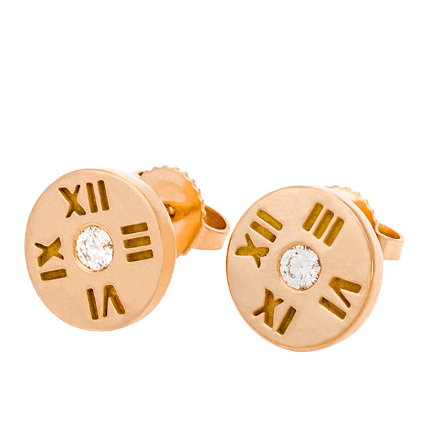 TIF22234335 single diamond round Roman stud earrings
