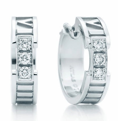 TIF97687694 guest version three-diamond hoop-shaped Roman word earrings