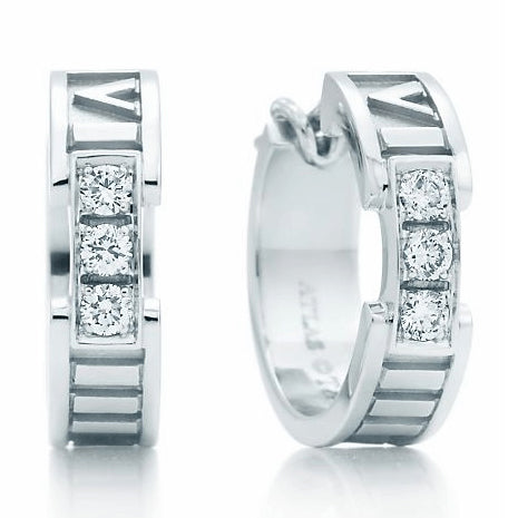 TIF97687694 guest version three-diamond hoop-shaped Roman word earrings