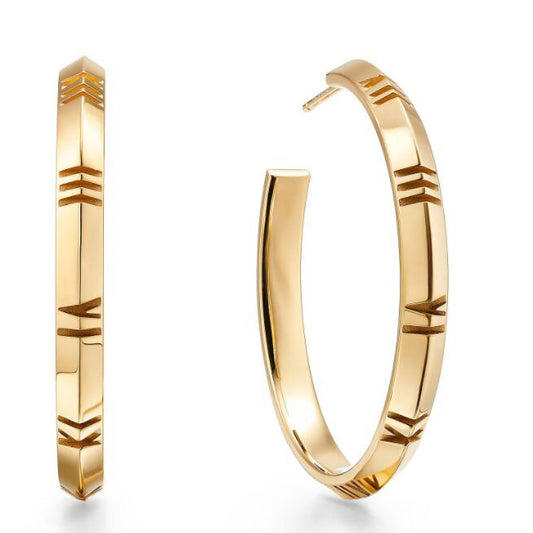 TIF32129220 Roman numerals light gold sword spine large earrings