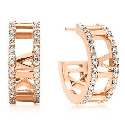 TIF76303122 Roman half circle diamond stud earrings