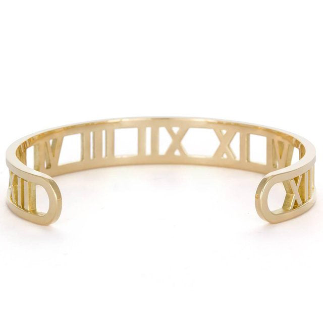 TIF61009 light gold open Roman bracelet