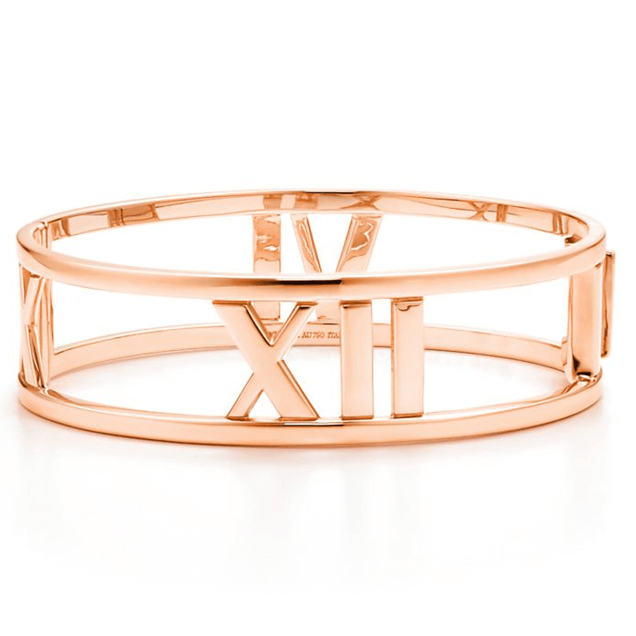 TIF50922847 Roman font light gold open hinged bracelet