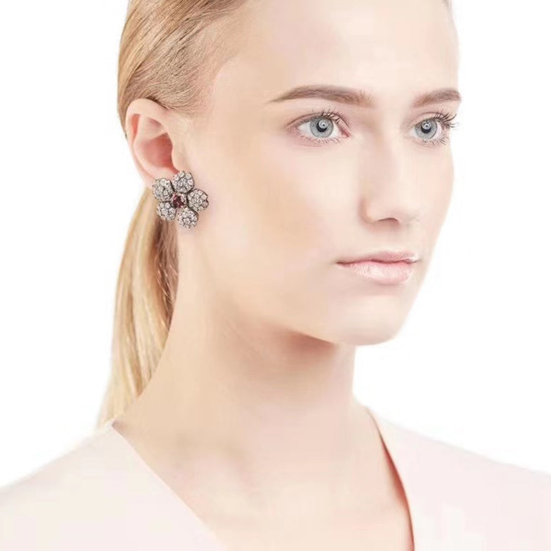 KDY-A1951613 full diamond five-petal flower ear pat