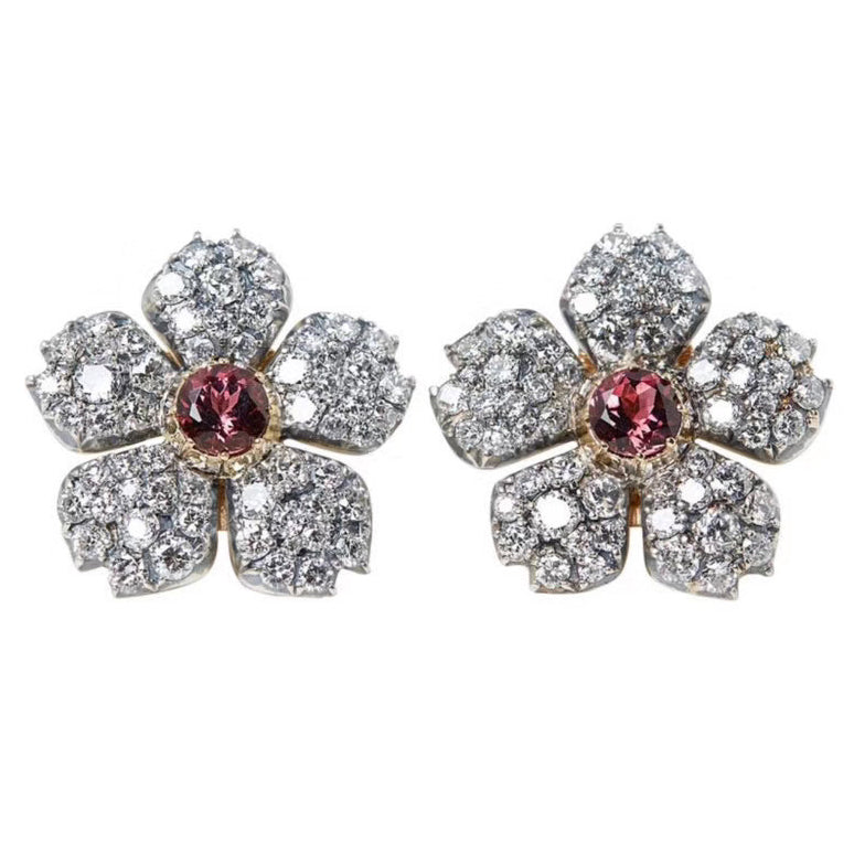 KDY-A1951613 full diamond five-petal flower ear pat