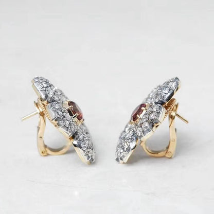 KDY-A1951613 full diamond five-petal flower ear pat