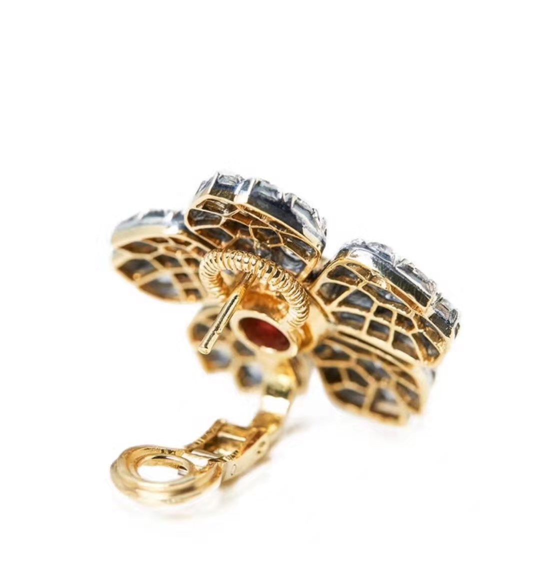 KDY-A1951613 full diamond five-petal flower ear pat
