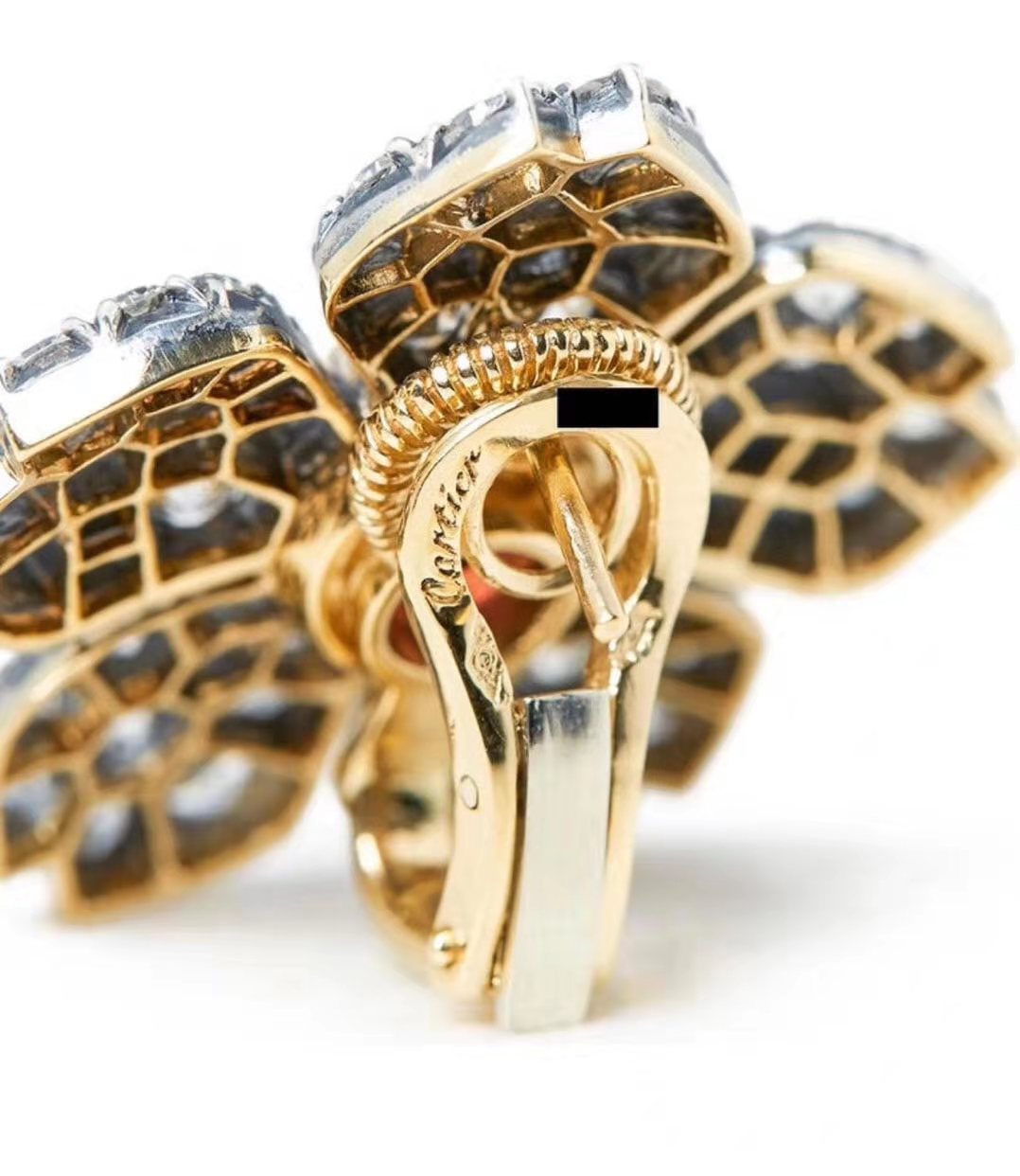 KDY-A1951613 full diamond five-petal flower ear pat