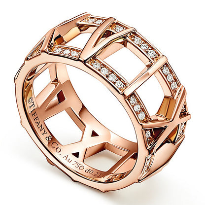 TIF67790693 hollow XX Roman font ring with diamonds