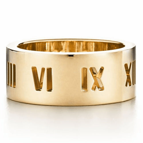 TIF97524001 light gold large cut pit Roman ring