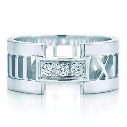TIF7957197 three-diamond Roman wide hollow ring