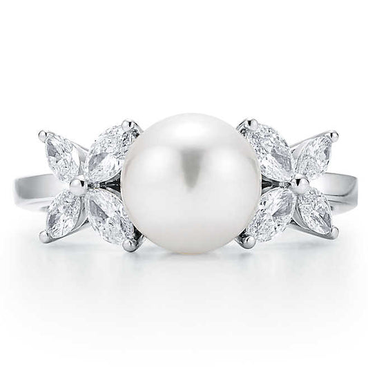 TIF65438332 Pearl Quatrefoil Marquise Ring