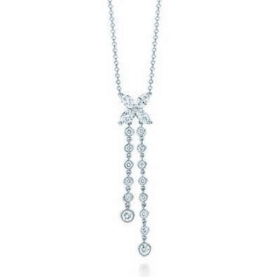 TIF77828987 four-leaf marquise diamond two barrel diamond bolt chain pendant