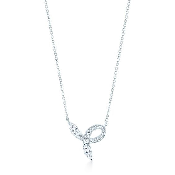 TIF7356229 Stone-set two-leaf marquise chain pendant