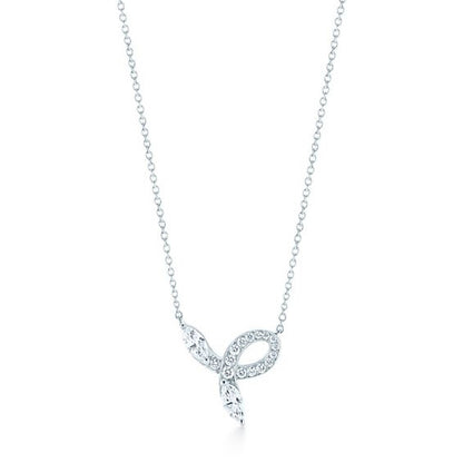 TIF7356229 Stone-set two-leaf marquise chain pendant