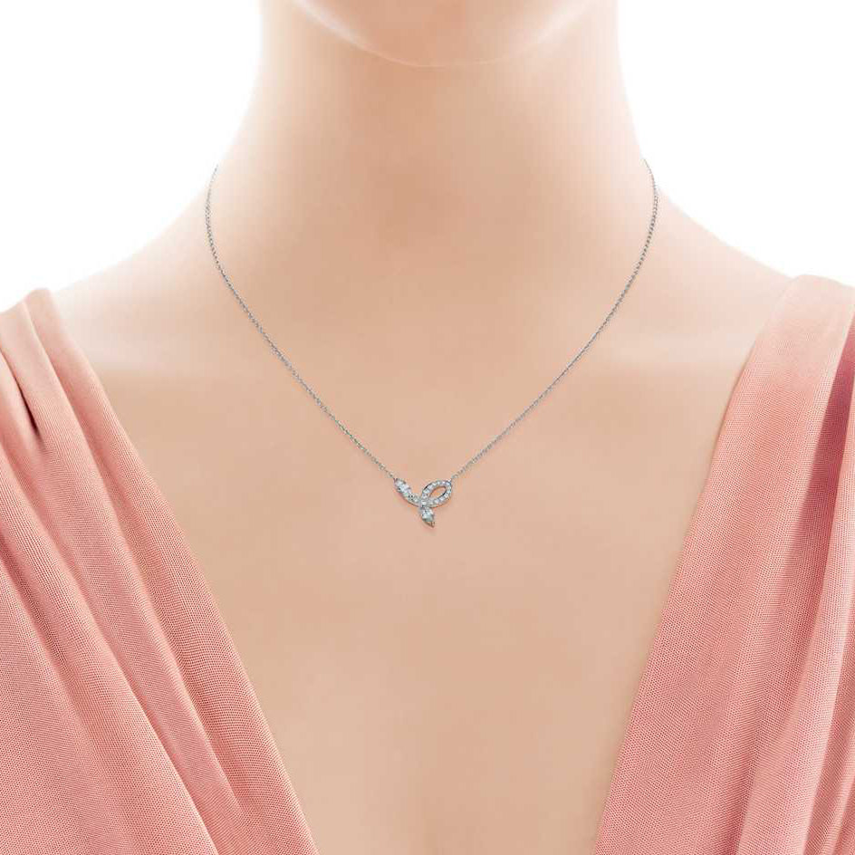 TIF7356229 Stone-set two-leaf marquise chain pendant