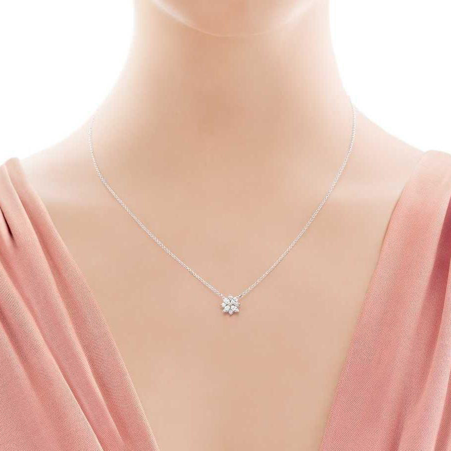 TIF7587106 Snowflake Marquise Diamond Chain Pendant